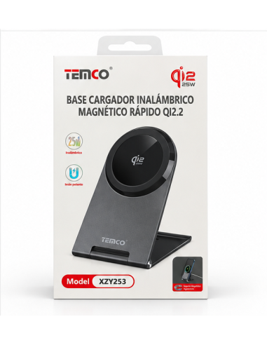 Base carga magnética TEMCO Qi2.2 25W plegable
