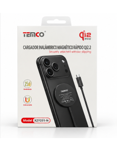 Cargador inalámbrico magnético TEMCO Qi2.2 25 W