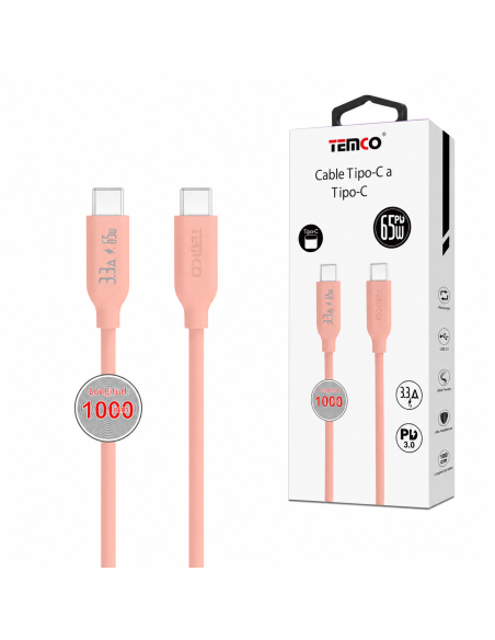 CABLE TYPO-C A C 65W 1M CTC65103-R TEMCO