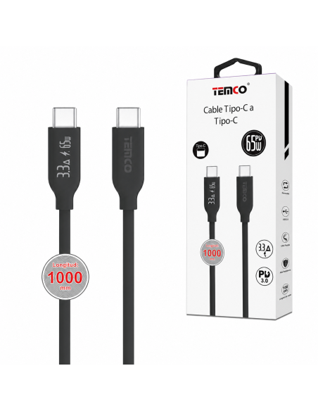 CABLE TYPO-C A C 65W 1M CTC65103-N TEMCO