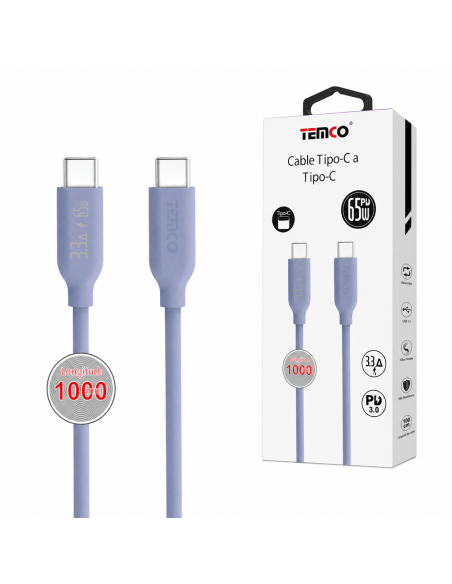 CABLE TYPO-C A C 65W 1M CTC65103-L TEMCO