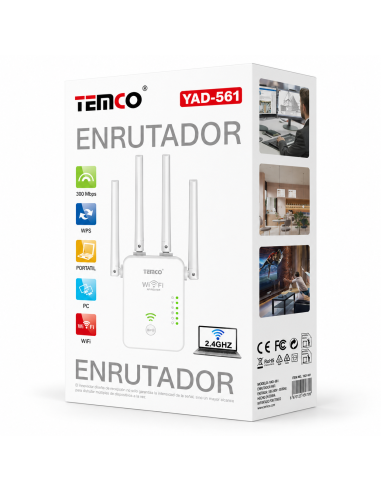 Repetidor WiFi TEMCO YAD-51 300 Mbps 4 Antenas