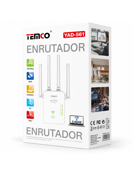 Repetidor WiFi TEMCO YAD-51 300 Mbps 4 Antenas