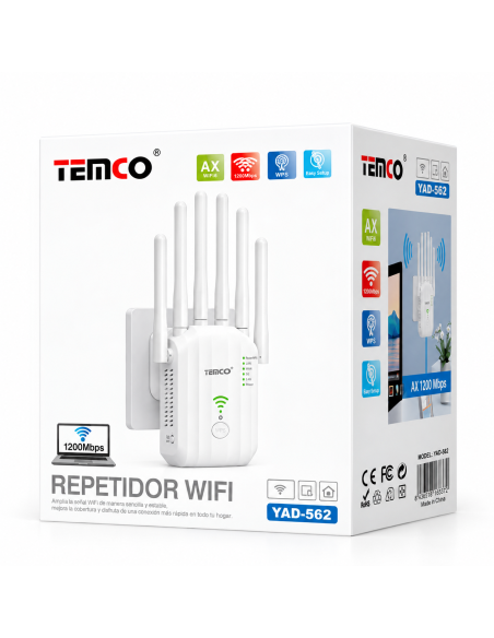 Repetidor WiFi TEMCO YAD-562 WiFi 6 1200 Mbps