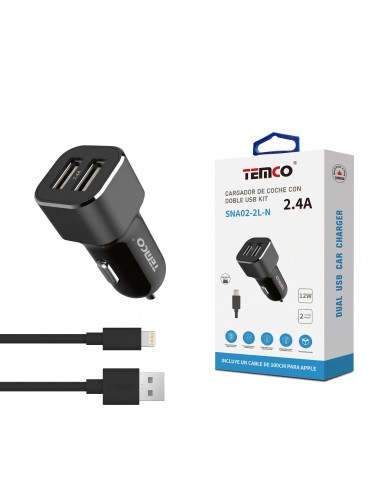 CARGADOR COCHE IOS 2.4A SNA02-2L-N  TEMCI