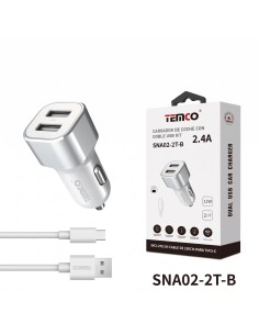 CARGADOR COCHE TYPE C 2.4A SNA02-2T-B  TEMCO
