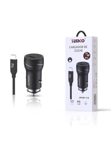 CARGADOR COCHE TYPE C 30W LPC301-T-N  TEMCO