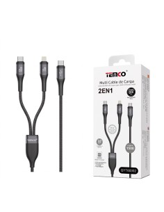 CABLE 2EN1 TYPO C A L+T 60W QYT60302 TEMCO