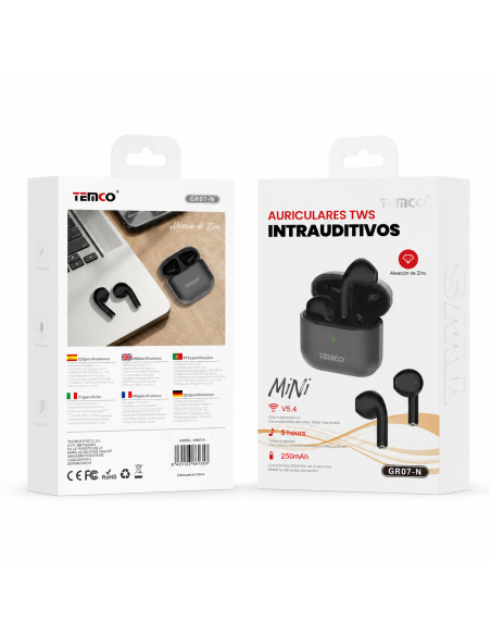 Auriculares TWS TEMCO GR07-N estuche aleación zinc