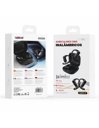 Auriculares abiertos Bluetooth TEMCO GS09-N | Estuche carga