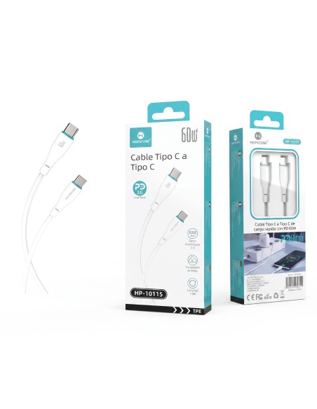 CABLE TIPO C A TIPO C 60W BLANCO HP-10115 HOPECOM