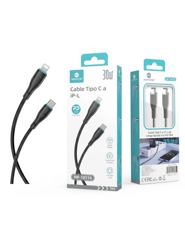 CABLE TIPO C A IP-L 30W NEGRO HP-10118 HOPECOM