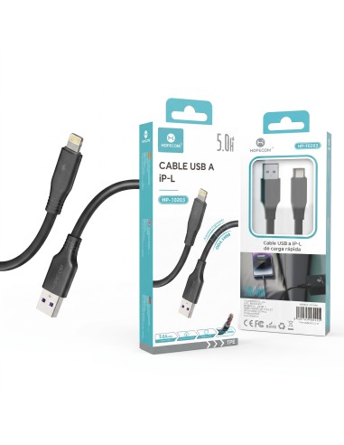 CABLE USB A IP-L 5.0A NEGRO HP-10203 HOPECOM