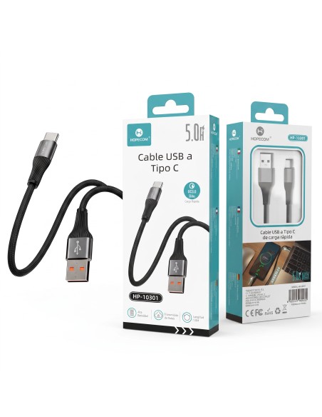CABLE USB A TIPO C 5.0A NEGRO HP-10301 HOPECOM