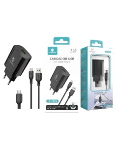CARGADOR TIPO C 2.4A NEGRO HP-20014 HOPECOM
