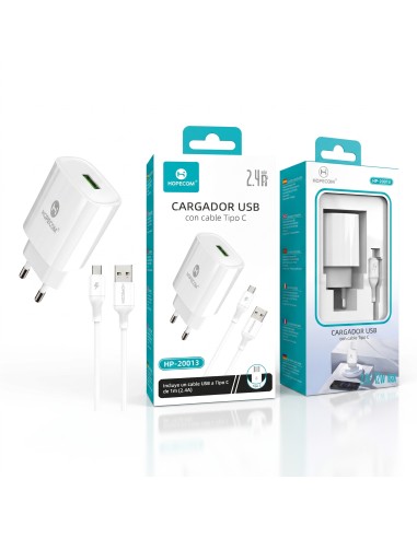CARGADOR TIPO C 2.4A BLANCO HP-20013 HOPECOM