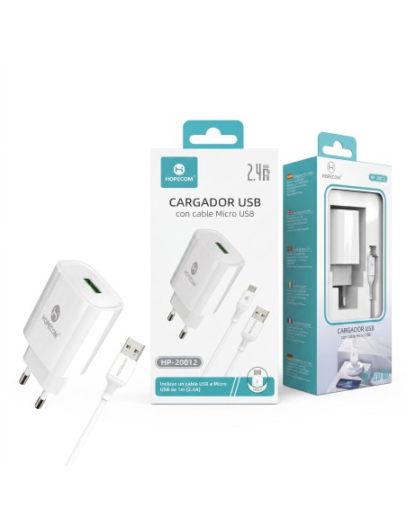 CARGADOR MICRO USB 2.4A HP-20012 HOPECOM