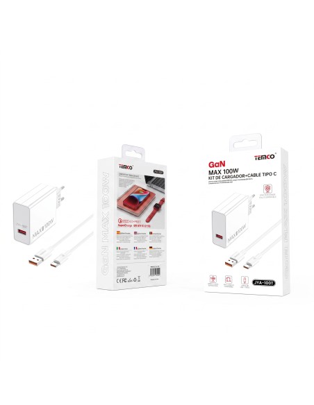 CARGADOR USB-C 100W C/CABLE JYA-100T TEMCO