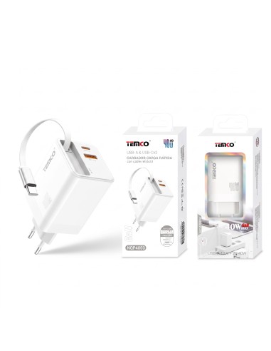 Cargador USB-C 40W retráctil TEMCO NQP4003