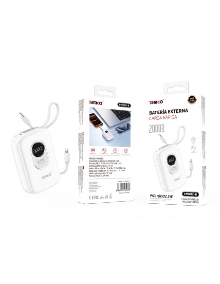 BATERIA EXTERNA 20000MAH PMK02-B TEMCO