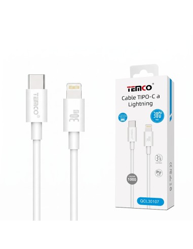 CABLE TYPO C A LIGHTING 30W QCL30107 TEMCO