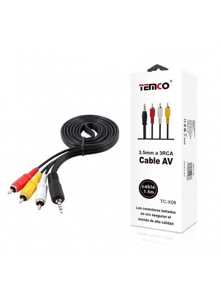 CABLE AV AUDIO 3.5MM - 3RCA TC-X08 TEMCO