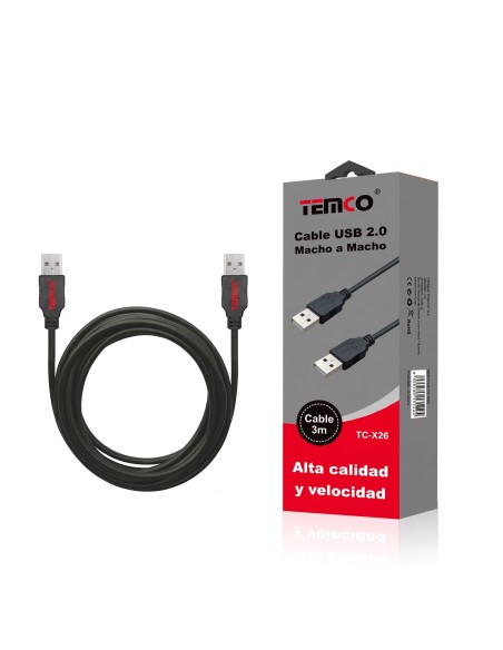 CABLE USB MACHO A MACHO 3M TC-X26  TEMCO