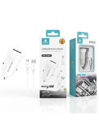 CARGADOR COCHE TIPO C 18W HP-27002 HOPECOM