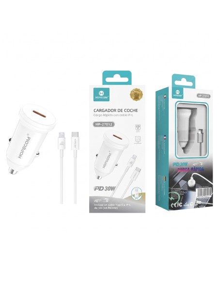 CARGADOR COCHE IPHONE 30W HP-27012 HOPECOM