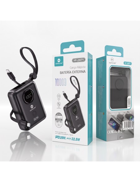 BATERIA EXTERNA 10000MAH NEGRO HP-28071 HOPECOM