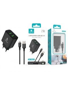 CARGADOR C/C.TIPO C 2.4A NEGRO HP-20054 HOPECOM