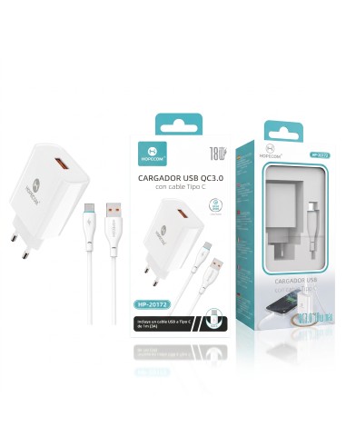 CARGADOR C/C.TIPO C QC3.0 18W HP-20172 HOPECOM