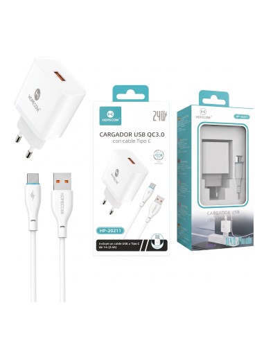 CARGADOR C/C.TIPO C QC3.0 24W HP-20211 HOPECOM
