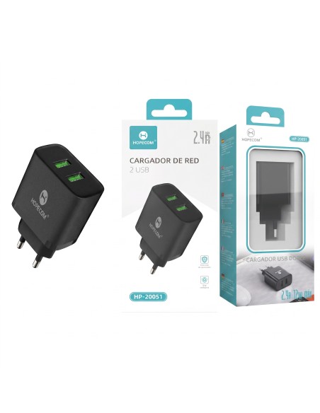 CARGADOR DE RELOJ 2USB 2.4A HP-20051 HOPECOM