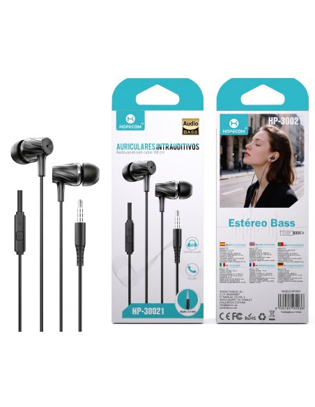 AURICULAR JACK NEGRO HP-30021 HOPECOM
