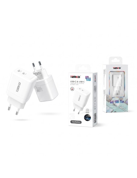 CARGADOR USB C*2 40W NCP4002 TEMCO