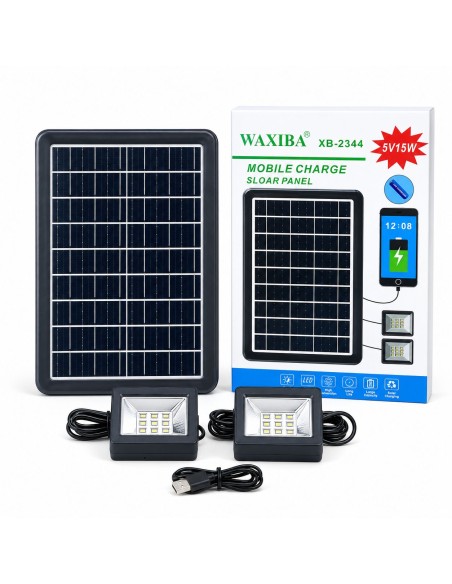 PLACA SOLAR CON LED*2 5V 15W XB-2344